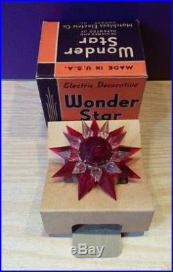 Vintage WONDER STAR MATCHLESS CHRISTMAS TREE LIGHT. With Box, Works, Red& Crystal
