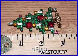 Vintage Weiss 6 Candle Christmas Tree MultiColor Rhinestones 2 3/4 Pin / Brooch