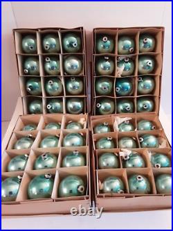 Vintage West Germany Glass Christmas Tree Ornaments Light Blue 48 Ornaments