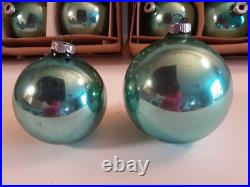 Vintage West Germany Glass Christmas Tree Ornaments Light Blue 48 Ornaments