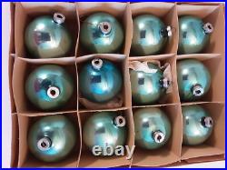 Vintage West Germany Glass Christmas Tree Ornaments Light Blue 48 Ornaments