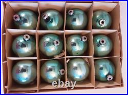 Vintage West Germany Glass Christmas Tree Ornaments Light Blue 48 Ornaments