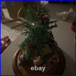 Vintage Westrim Beaded Christmas Tree GLASS DOME 14 Lights Work