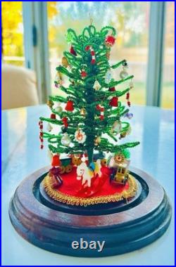 Vintage Westrim Beaded Christmas Tree Under Glass Dome Handmade 8T 5 W Vintage Westrim Beaded Christmas Tree Under Glass Dome Handmade 8T 5 W