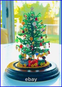 Vintage Westrim Beaded Christmas Tree Under Glass Dome Handmade 8T 5 W Vintage Westrim Beaded Christmas Tree Under Glass Dome Handmade 8T 5 W