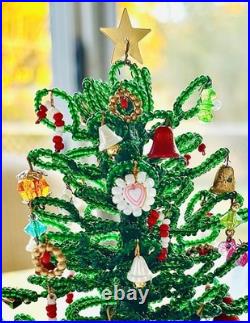 Vintage Westrim Beaded Christmas Tree Under Glass Dome Handmade 8T 5 W