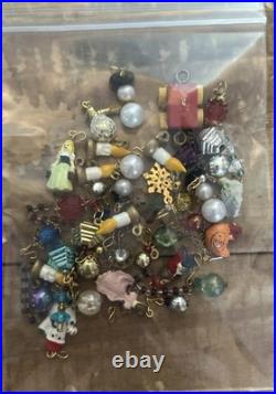 Vintage Westrim Beaded Lighted Mini Christmas Tree with Glass Dome & Lot Ornaments