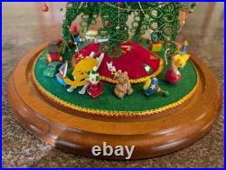 Vintage Westrim Beaded Mini Christmas Tree 10 with Ornaments in Glass Dome 12