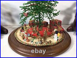 Vintage Westrim Glass Beaded Kitschy Christmas Tree Under Glass DomeRARE! NICE