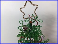 Vintage Westrim Glass Beaded Kitschy Christmas Tree Under Glass DomeRARE! NICE