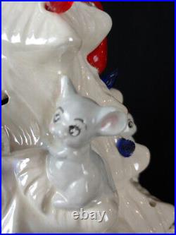 Vintage White 15 Ceramic Christmas Tree with Mice Needs Lamp & Lights