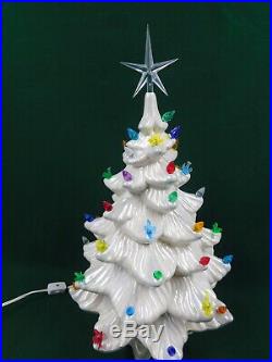 Vintage White 15 Ceramic Lighted Christmas Tree BEAUTIFUL WORKS