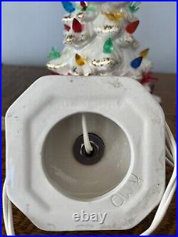 Vintage White And Gold Tree 11 With Base Holland Mold Ceramic Christmas Tree