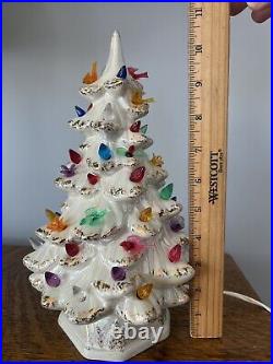 Vintage White And Gold Tree 11 With Base Holland Mold Ceramic Christmas Tree