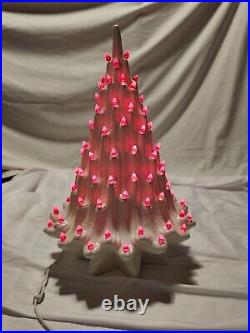 Vintage White Atlantic Mold MCM Volcano Lighted Ceramic 20 Christmas Tree