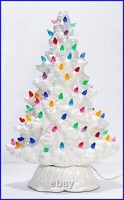 Vintage White Ceramic Atlantic Mold Multicolor Christmas Tree Ornament Decor