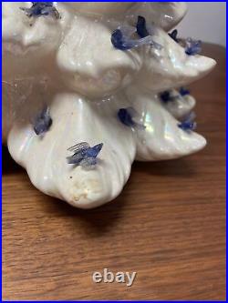 Vintage White Ceramic Christmas Tree 15 Bluebirds No Star Holiday KG JD