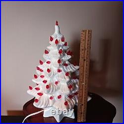 Vintage White Ceramic Christmas Tree Iridescent Star Shape Base 13