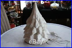 Vintage White Ceramic Christmas Tree Lamp 17 H