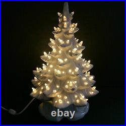 Vintage White Ceramic Christmas Tree With Base 17 inch HTF