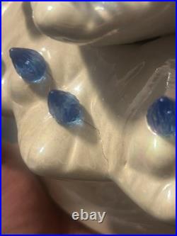 Vintage White Ceramic Christmas Tree With Blue Lights And Birds 15 Read Details