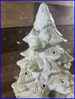 Vintage White Ceramic Light Up Christmas Tree