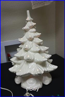 Vintage White Ceramic Light Up Christmas Tree
