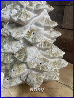 Vintage White Ceramic Light Up Christmas Tree