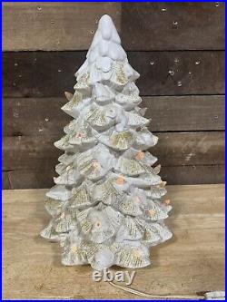 Vintage White Ceramic Light Up Christmas Tree