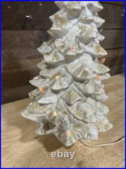 Vintage White Ceramic Light Up Christmas Tree
