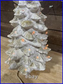 Vintage White Ceramic Light Up Christmas Tree