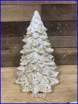 Vintage White Ceramic Light Up Christmas Tree