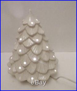 Vintage White Ceramic Lighted Christmas Tree 11 Lenape Products NJ withlights