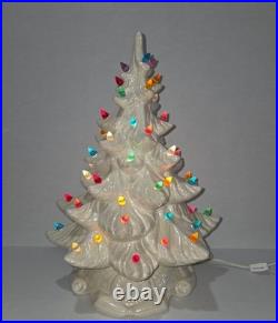 Vintage White Ceramic Lighted Christmas Tree 16 in. Tall Atlantic Mold