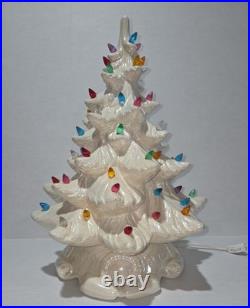 Vintage White Ceramic Lighted Christmas Tree 16 in. Tall Atlantic Mold