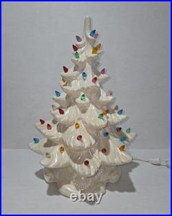 Vintage White Ceramic Lighted Christmas Tree 16 in. Tall Atlantic Mold