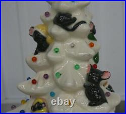 Vintage White Ceramic Mouse Christmas Tree 16 Lighted 1970's Holiday Decor