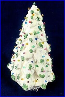 Vintage White Christmas Tree Ceramic Pin Peg Light 1953 Handmade Rare