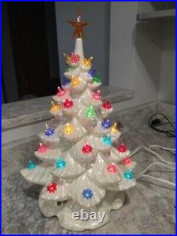 Vintage White Iridescent Atlantic Mold White 19 Ceramic Christmas Tree