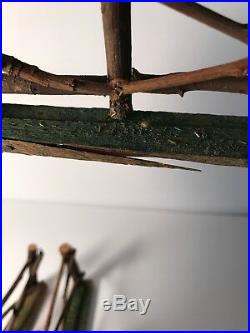 Vintage Wood Feather Tree Twig Fence German withBridge Primitive Folk Art 6 Pieces