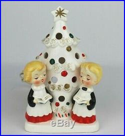 Vintage Working Electrified Ceramic Christmas Choir Carolers Tree Light Up Japan