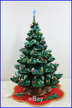 Vintage XL Lighted 2 Piece Atlantic Mold Ceramic Christmas Tree 26 High 1975