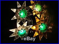 Vintage Xmas Tree Matchless Glass Star Lights 8 Single Row Clear/Amber with S