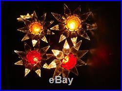Vintage Xmas Tree Matchless Glass Star Lights 8 Single Row Clear/Amber with S