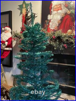 Vintage Yule Craft Fantasy Christmas Tree RARE Blue & Green Colorized Vinyl