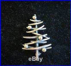 Vintage ZENTALL Modernist Christmas Tree Pin Signed BOOK PIECE MOD Mid Century