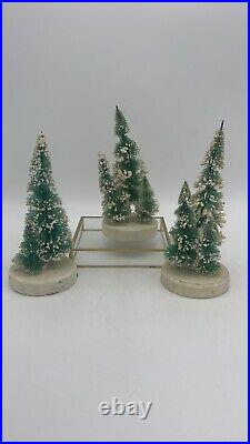 Vintage bottle brush Tabletop Christmas Trees JAPAN small Sisel Xmas Trees