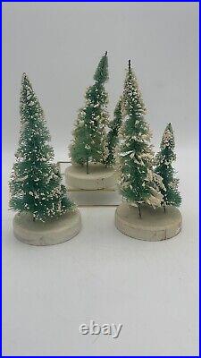 Vintage bottle brush Tabletop Christmas Trees JAPAN small Sisel Xmas Trees