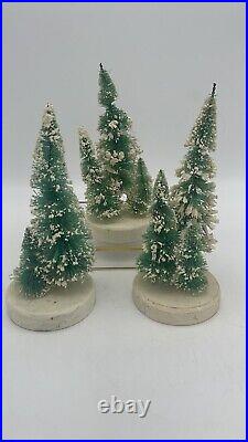 Vintage bottle brush Tabletop Christmas Trees JAPAN small Sisel Xmas Trees