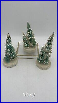 Vintage bottle brush Tabletop Christmas Trees JAPAN small Sisel Xmas Trees